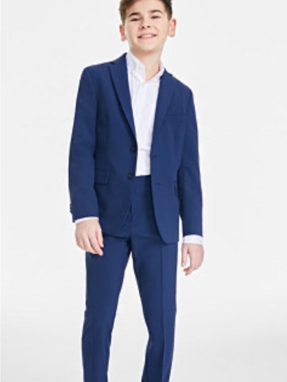 Kenneth Cole Reaction techni-Cole Boys' Navy Blue Suit 2-Piece modern fit 16R